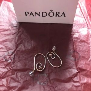 Pandora Retired Compose Silver Heart Earrings